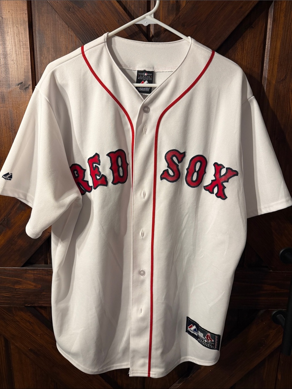 Majestic White and Red Boston Red Sox Jersey